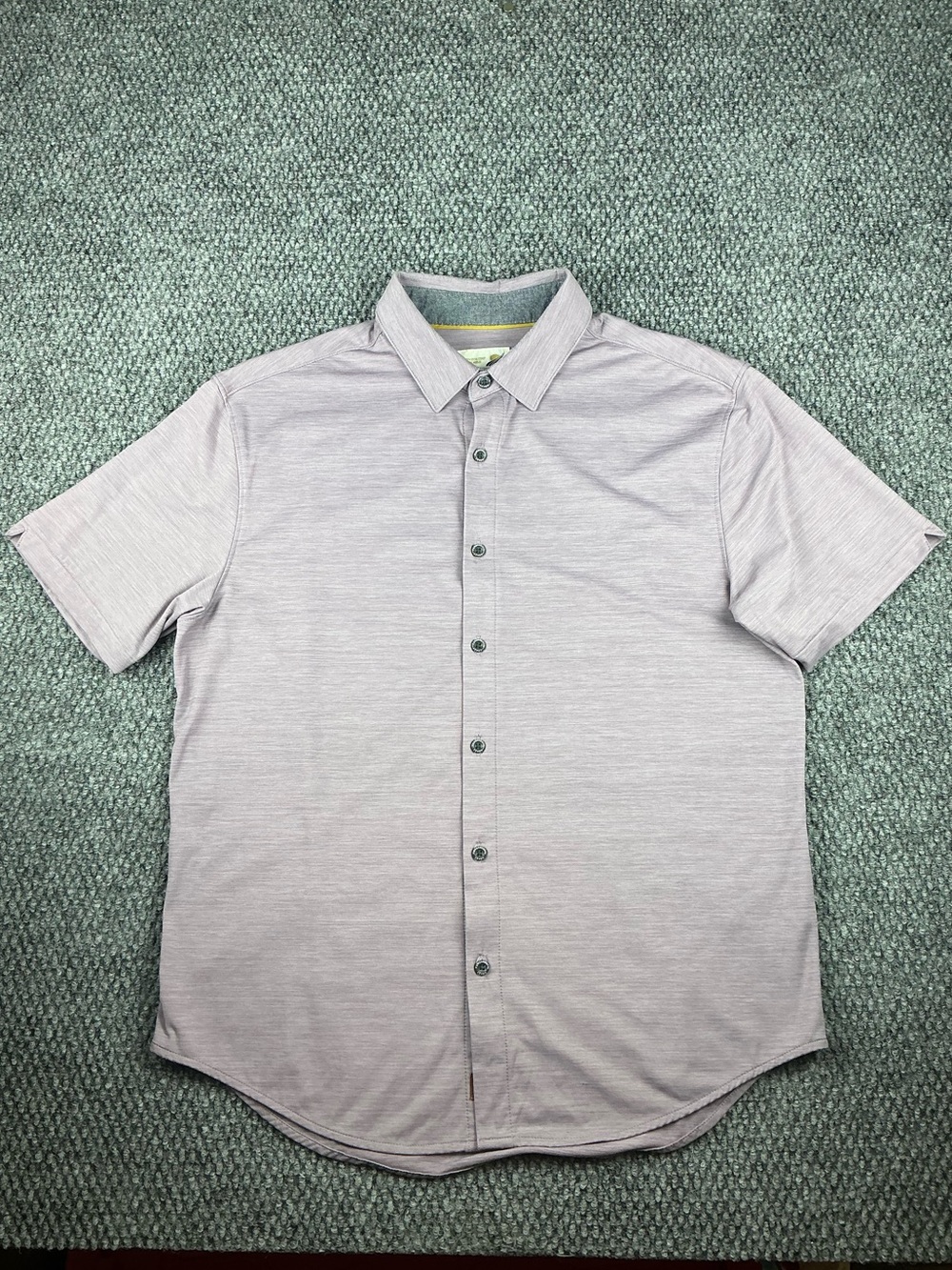 Fundamental Coast Stretch Button Up Shirt Mens M Light Purple Short Sleeve Shirt